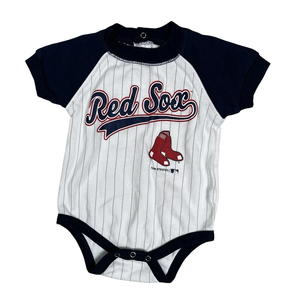 MLB Genuine Merch Boston Red Sox White Short Sleeve‎ One Piece Bodysuit 3/6 Mo